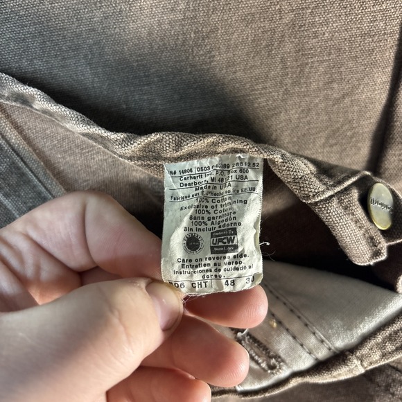 Carhartt Brown Bib Overalls 48x30 Double Knee -Made In USA (Send Offers) - Picture 3 of 11